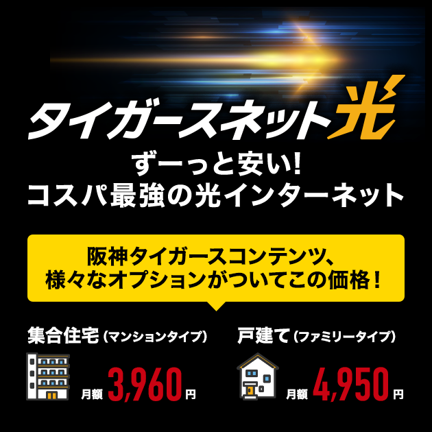 タイガースネット光 ずーっと安い！コスパ最強の光インターネット